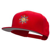 Compass Embroidered Superior Cotton Twill Flat Bill Snapback Prostyle Cap - Red OSFM