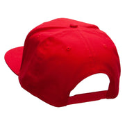 Compass Embroidered Superior Cotton Twill Flat Bill Snapback Prostyle Cap - Red OSFM