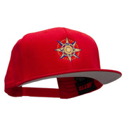 Compass Embroidered Superior Cotton Twill Flat Bill Snapback Prostyle Cap - Red OSFM