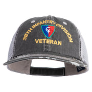 U.S. Army 38th Infantry Division Embroidered Low Profile Special Cotton Mesh Cap - Black OSFM