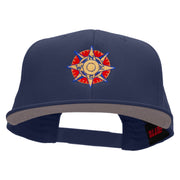 Compass Embroidered Superior Cotton Twill Flat Bill Snapback Prostyle Cap - Navy OSFM