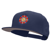 Compass Embroidered Superior Cotton Twill Flat Bill Snapback Prostyle Cap - Navy OSFM