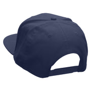 Compass Embroidered Superior Cotton Twill Flat Bill Snapback Prostyle Cap - Navy OSFM