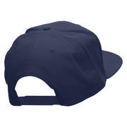 Compass Embroidered Superior Cotton Twill Flat Bill Snapback Prostyle Cap - Navy OSFM