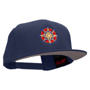 Compass Embroidered Superior Cotton Twill Flat Bill Snapback Prostyle Cap - Navy OSFM