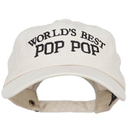 World's Best Pop Pop Embroidered Unstructured Cotton Cap