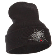 Spider Web Embroidered Long Beanie