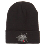 Spider Web Embroidered Long Beanie