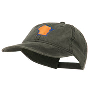 Wisconsin State Map Embroidered Washed Cotton Cap