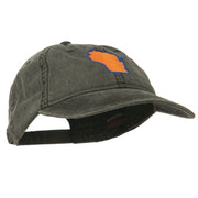 Wisconsin State Map Embroidered Washed Cotton Cap