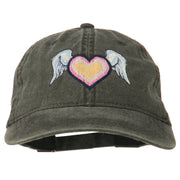 Heart Angel Wings Embroidered Washed Cap