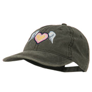 Heart Angel Wings Embroidered Washed Cap