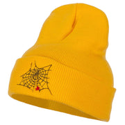 Spider Web Embroidered Long Beanie