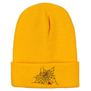 Spider Web Embroidered Long Beanie