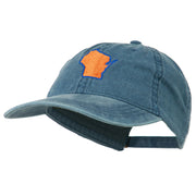 Wisconsin State Map Embroidered Washed Cotton Cap