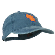 Wisconsin State Map Embroidered Washed Cotton Cap