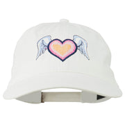 Heart Angel Wings Embroidered Washed Cap