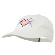 Heart Angel Wings Embroidered Washed Cap