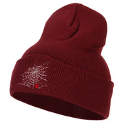 Spider Web Embroidered Long Beanie