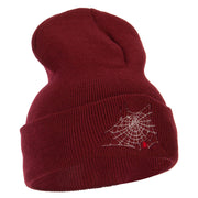 Spider Web Embroidered Long Beanie