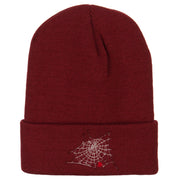 Spider Web Embroidered Long Beanie