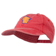 Wisconsin State Map Embroidered Washed Cotton Cap