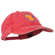 Wisconsin State Map Embroidered Washed Cotton Cap