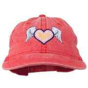 Heart Angel Wings Embroidered Washed Cap