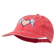 Heart Angel Wings Embroidered Washed Cap