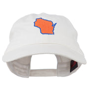 Wisconsin State Map Embroidered Washed Cotton Cap