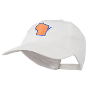 Wisconsin State Map Embroidered Washed Cotton Cap