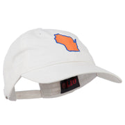 Wisconsin State Map Embroidered Washed Cotton Cap