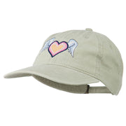 Heart Angel Wings Embroidered Washed Cap