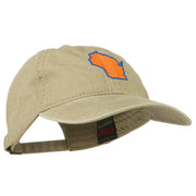 Wisconsin State Map Embroidered Washed Cotton Cap