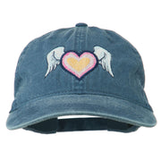 Heart Angel Wings Embroidered Washed Cap