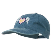 Heart Angel Wings Embroidered Washed Cap