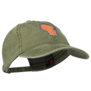 Wisconsin State Map Embroidered Washed Cotton Cap