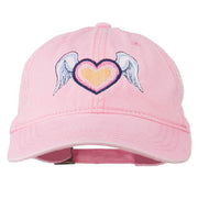 Heart Angel Wings Embroidered Washed Cap