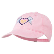 Heart Angel Wings Embroidered Washed Cap