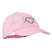 Heart Angel Wings Embroidered Washed Cap