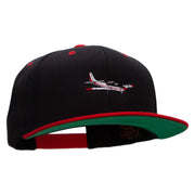 Sightseeing Aircraft Embroidered Wool Blend 2 Tone Classic Snapback - Black-Red OSFM