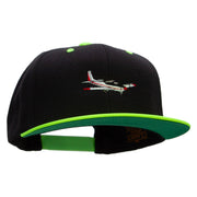 Sightseeing Aircraft Embroidered Wool Blend 2 Tone Classic Snapback - Black-Yellow OSFM