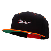 Sightseeing Aircraft Embroidered Wool Blend 2 Tone Classic Snapback - Black-Orange OSFM