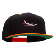 Sightseeing Aircraft Embroidered Wool Blend 2 Tone Classic Snapback - Black-Orange OSFM