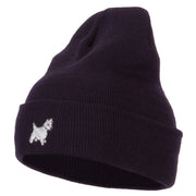 White Terrier Embroidered Long Beanie