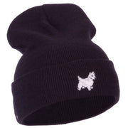 White Terrier Embroidered Long Beanie