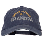 World Greatest Grandpa Embroidered Washed Cotton Twill Cap