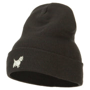 White Terrier Embroidered Long Beanie