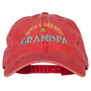 World Greatest Grandpa Embroidered Washed Cotton Twill Cap