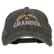 World Greatest Grandpa Embroidered Washed Cotton Twill Cap